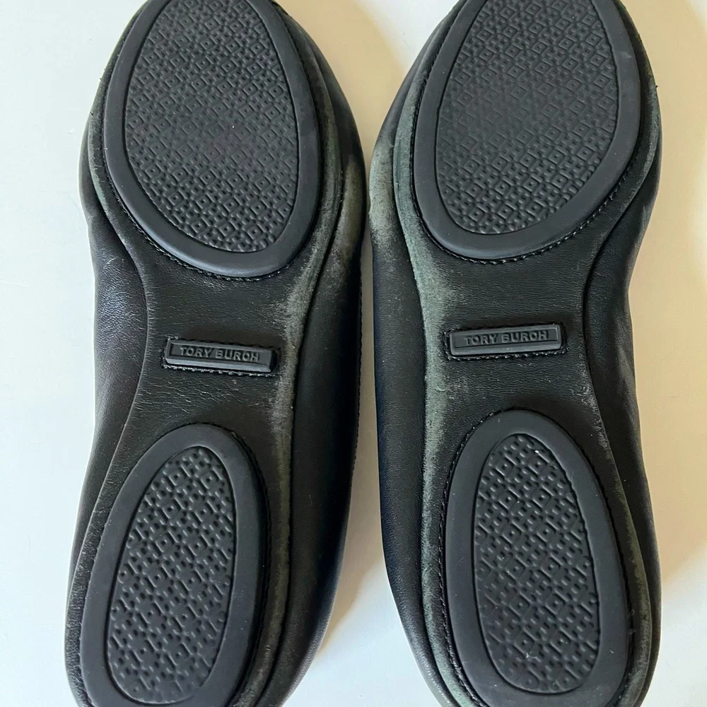 Tory Burch Minnie Travel black leather ballet flats sz 7